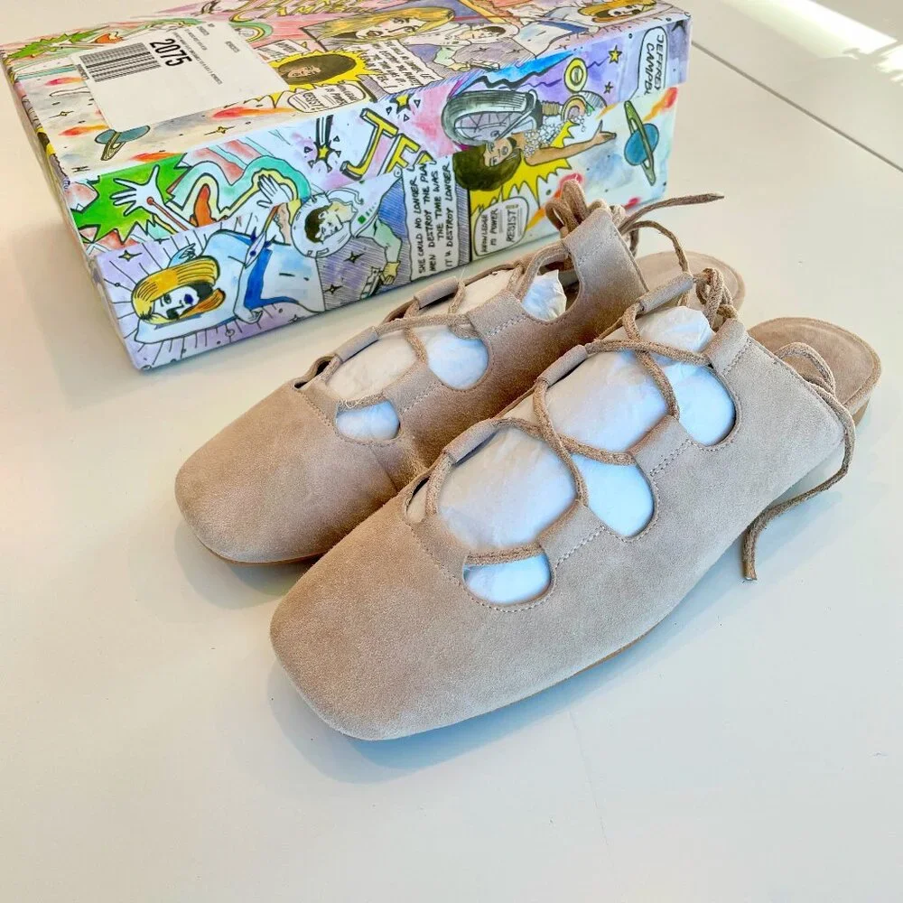 Jeffrey Campbell Tan Lace-Up Flats - Picture 4 of 7